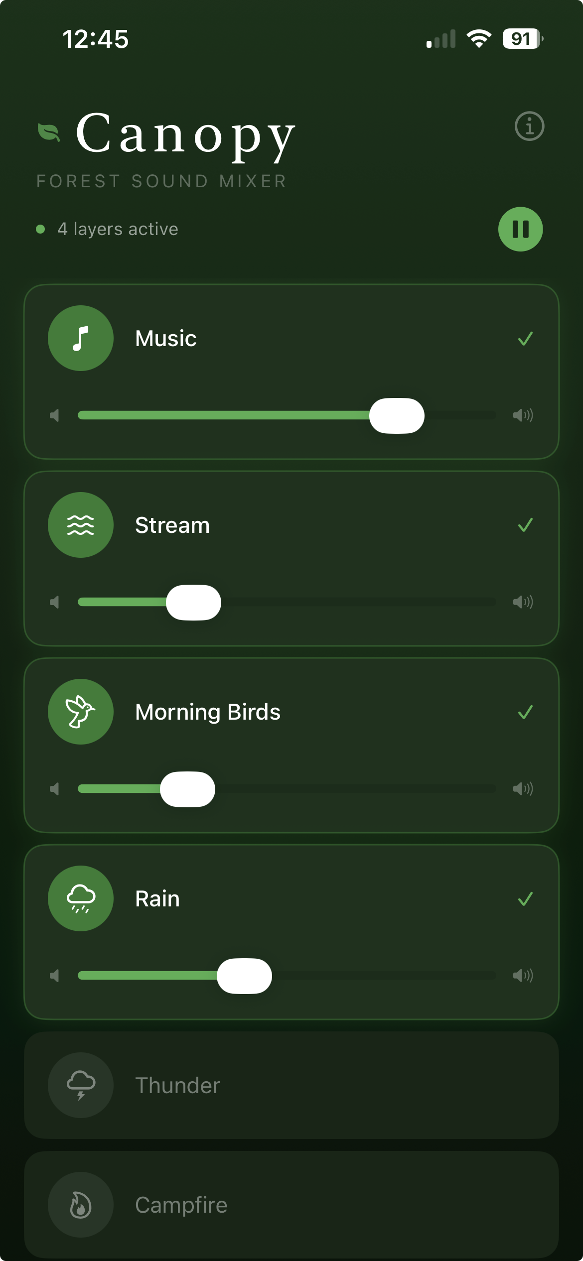 Canopy forest sound mixer